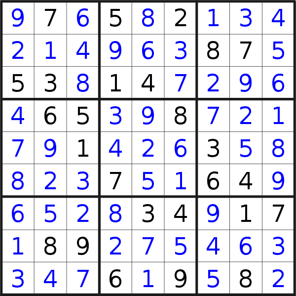 Sudoku solution for puzzle published on Friday, 5th of June 2020