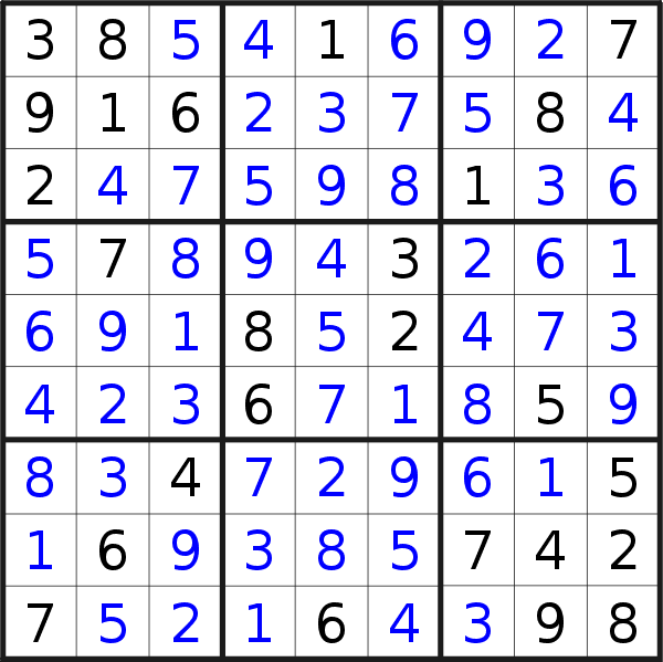 Sudoku solution for puzzle published on Monday, 8th of June 2020