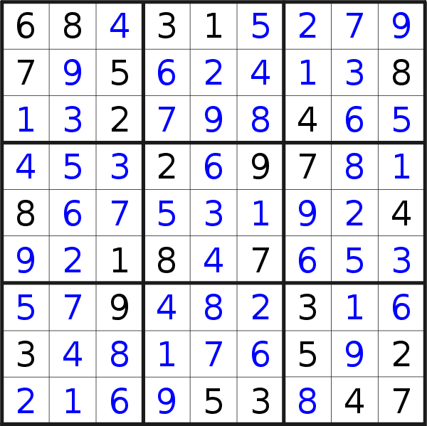 Sudoku solution for puzzle published on Thursday, 11th of June 2020