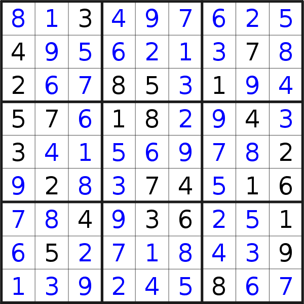 Sudoku solution for puzzle published on Saturday, 20th of June 2020