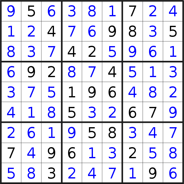 Sudoku solution for puzzle published on Sunday, 21st of June 2020