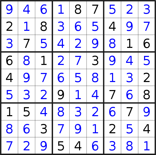 Sudoku solution for puzzle published on Tuesday, 23rd of June 2020
