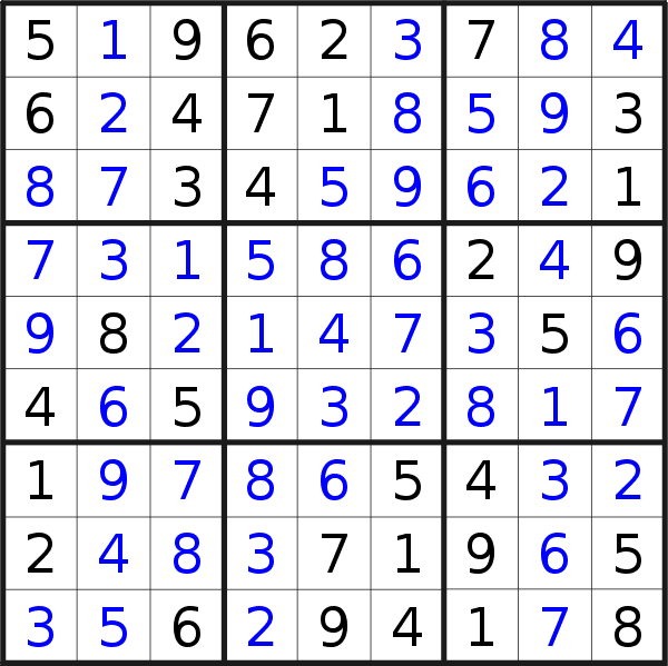 Sudoku solution for puzzle published on Monday, 29th of June 2020