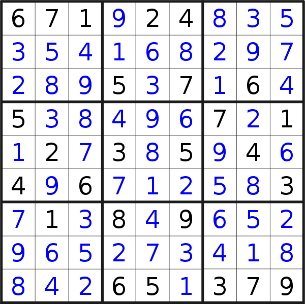 Sudoku solution for puzzle published on Wednesday, 1st of July 2020