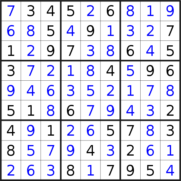 Sudoku solution for puzzle published on Thursday, 2nd of July 2020