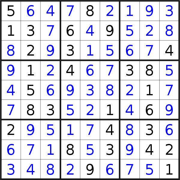 Sudoku solution for puzzle published on Sunday, 5th of July 2020