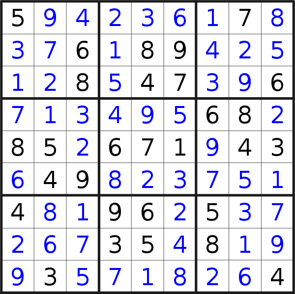 Sudoku solution for puzzle published on Monday, 6th of July 2020