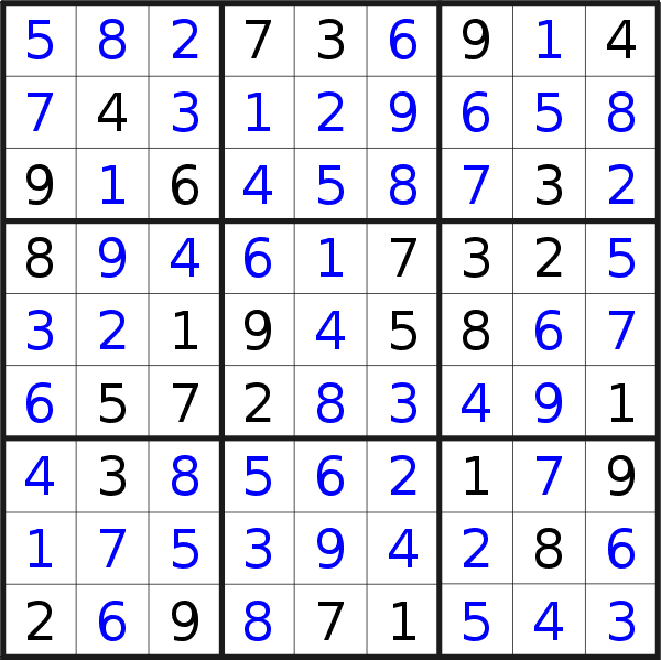 Sudoku solution for puzzle published on Thursday, 9th of July 2020
