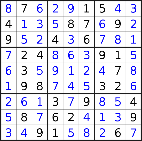 Sudoku solution for puzzle published on Monday, 20th of July 2020