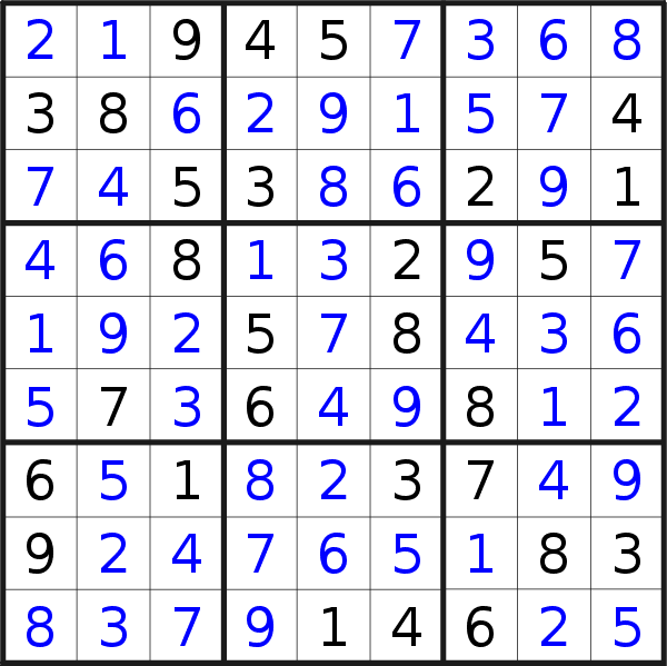 Sudoku solution for puzzle published on Tuesday, 21st of July 2020
