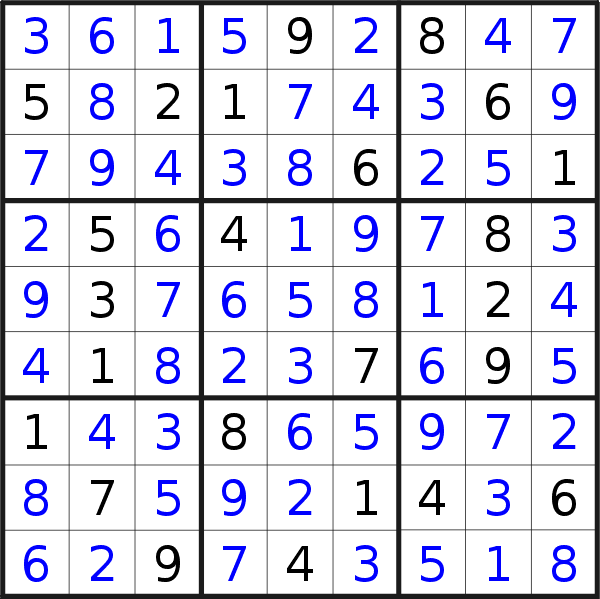 Sudoku solution for puzzle published on Wednesday, 5th of August 2020