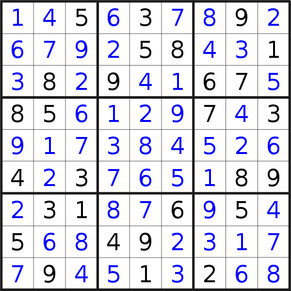 Sudoku solution for puzzle published on Friday, 14th of August 2020