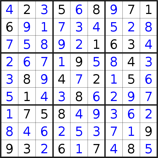 Sudoku solution for puzzle published on Monday, 24th of August 2020