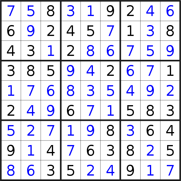 Sudoku solution for puzzle published on Wednesday, 26th of August 2020