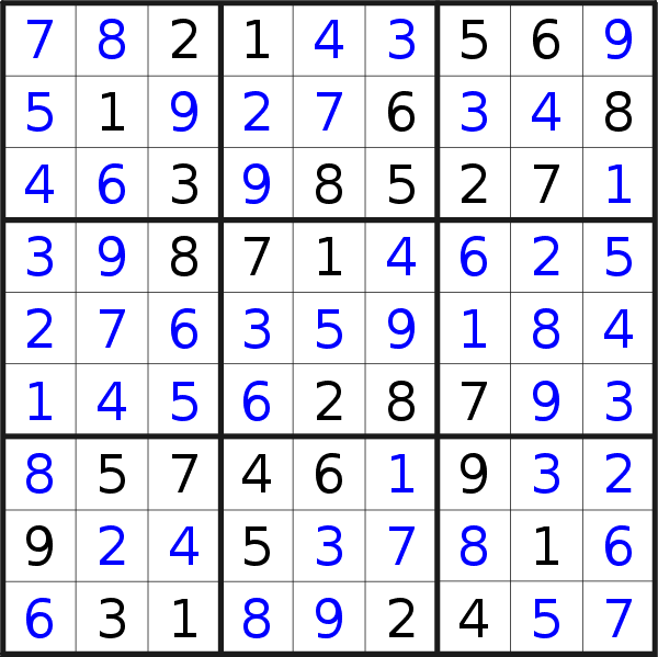 Sudoku solution for puzzle published on Monday, 31st of August 2020