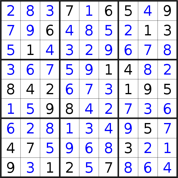 Sudoku solution for puzzle published on Monday, 7th of September 2020