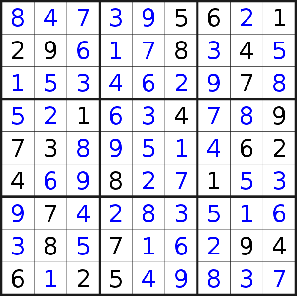 Sudoku solution for puzzle published on Wednesday, 9th of September 2020
