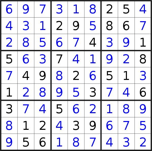Sudoku solution for puzzle published on Saturday, 12th of September 2020