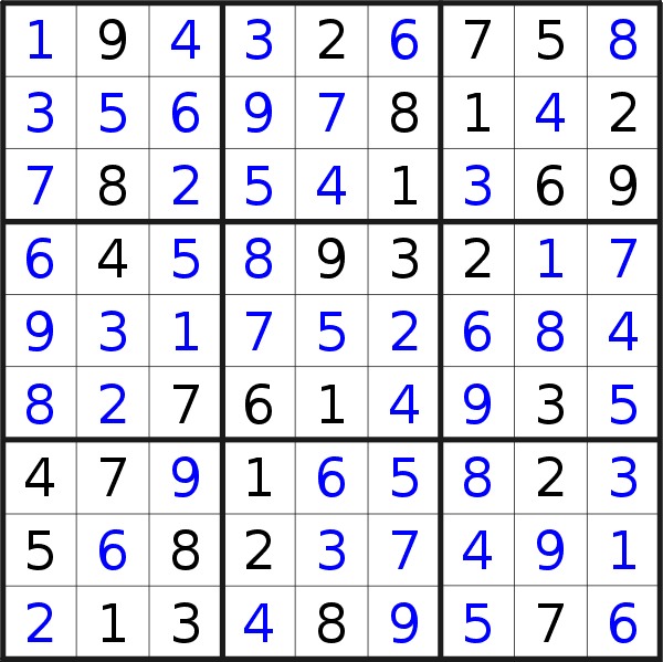 Sudoku solution for puzzle published on Sunday, 13th of September 2020