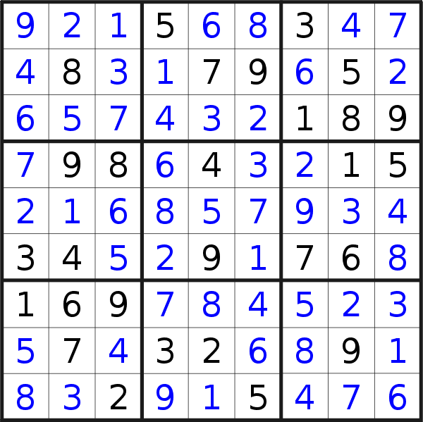 Sudoku solution for puzzle published on Wednesday, 16th of September 2020