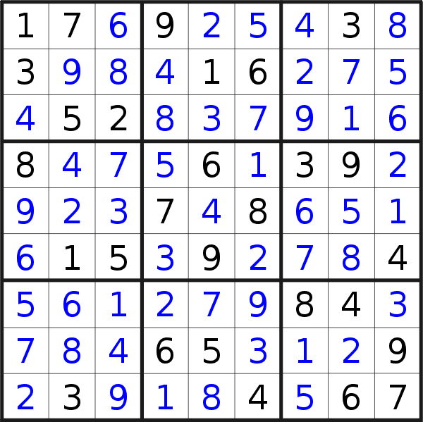 Sudoku solution for puzzle published on Saturday, 19th of September 2020