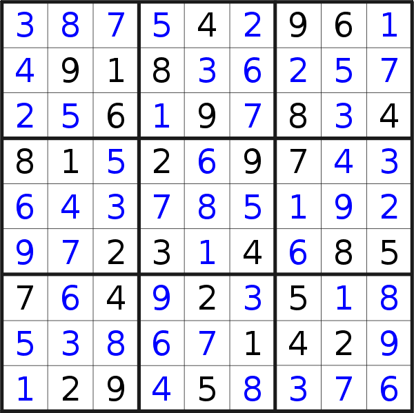 Sudoku solution for puzzle published on Monday, 21st of September 2020