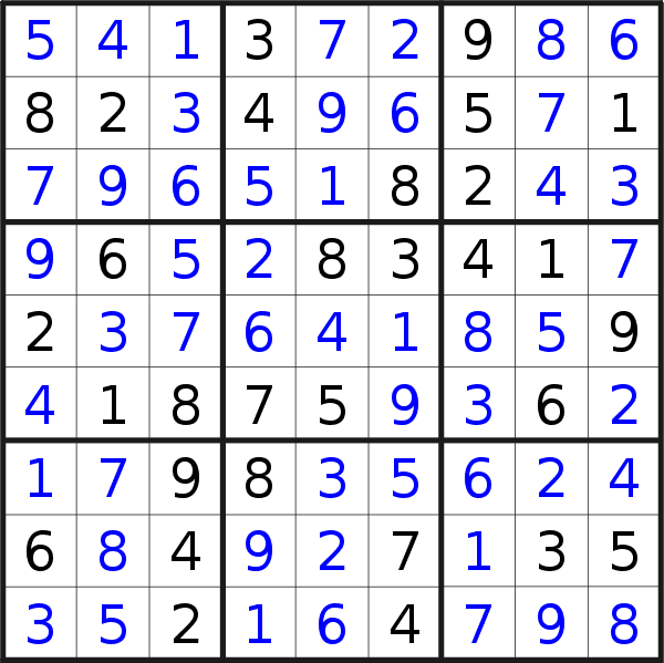 Sudoku solution for puzzle published on Tuesday, 22nd of September 2020