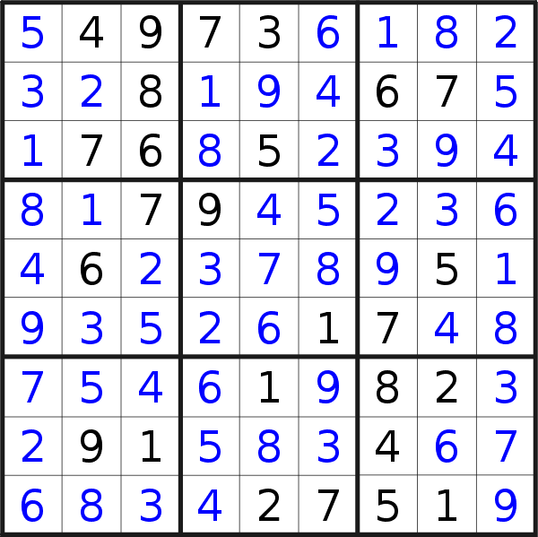 Sudoku solution for puzzle published on Friday, 25th of September 2020