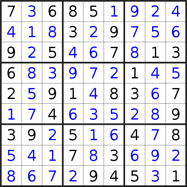 Sudoku solution for puzzle published on Tuesday, 29th of September 2020