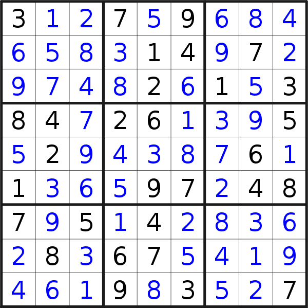 Sudoku solution for puzzle published on Saturday, 3rd of October 2020
