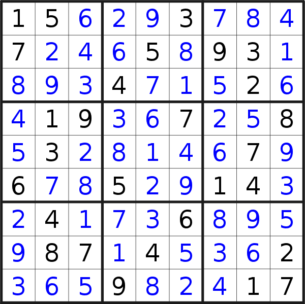 Sudoku solution for puzzle published on Monday, 5th of October 2020