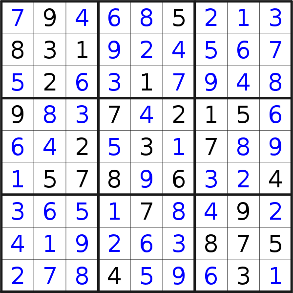 Sudoku solution for puzzle published on Wednesday, 7th of October 2020