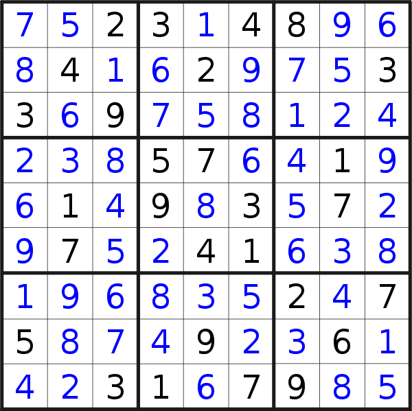 Sudoku solution for puzzle published on Friday, 9th of October 2020