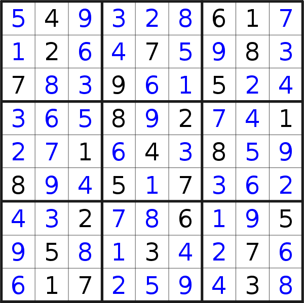 Sudoku solution for puzzle published on Sunday, 11th of October 2020