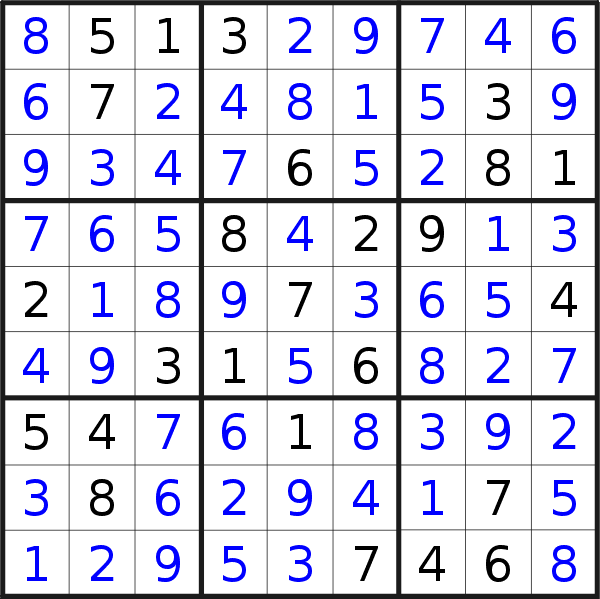 Sudoku solution for puzzle published on Monday, 12th of October 2020