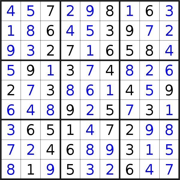 Sudoku solution for puzzle published on Sunday, 18th of October 2020