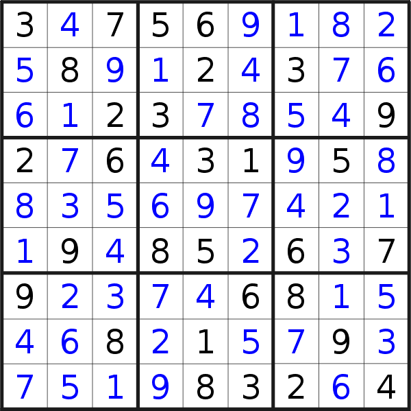 Sudoku solution for puzzle published on Monday, 19th of October 2020