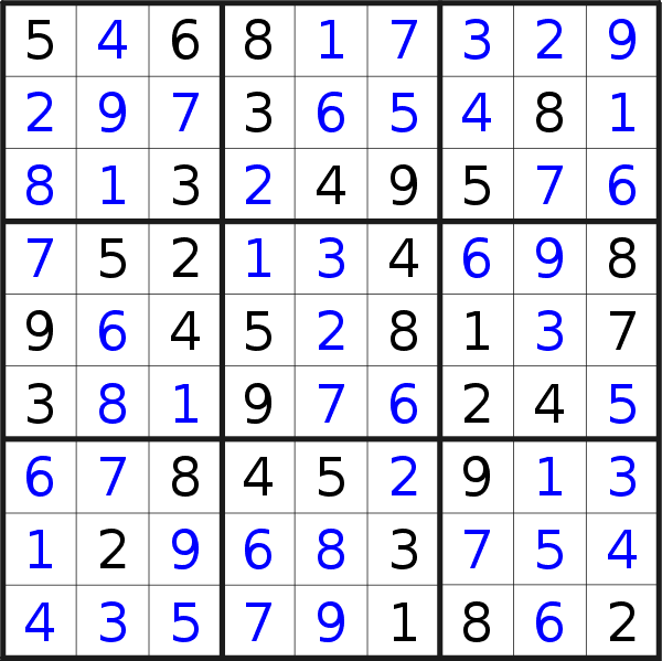 Sudoku solution for puzzle published on Saturday, 24th of October 2020