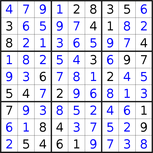 Sudoku solution for puzzle published on Sunday, 25th of October 2020