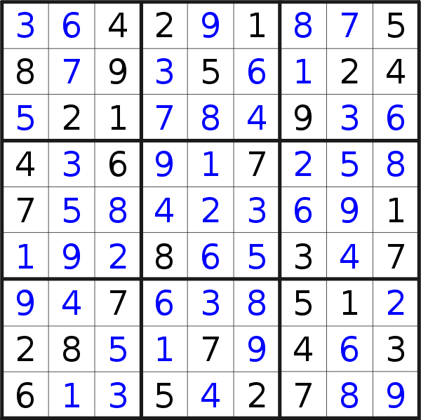 Sudoku solution for puzzle published on Wednesday, 28th of October 2020