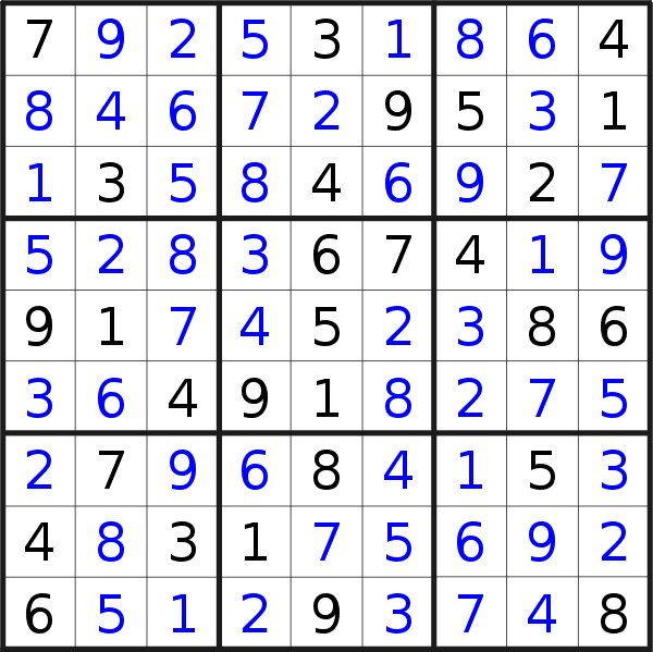 Sudoku solution for puzzle published on Thursday, 29th of October 2020