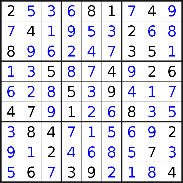 Sudoku solution for puzzle published on Friday, 6th of November 2020
