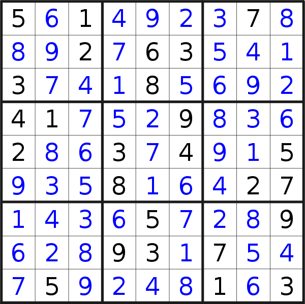 Sudoku solution for puzzle published on Saturday, 7th of November 2020
