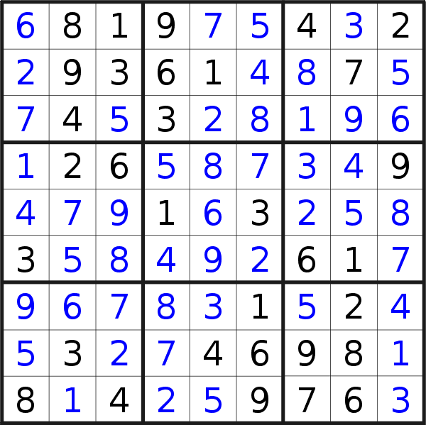 Sudoku solution for puzzle published on Sunday, 8th of November 2020
