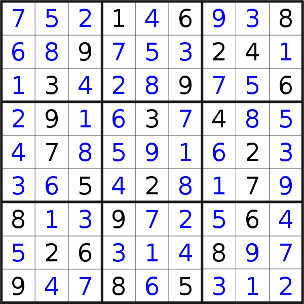 Sudoku solution for puzzle published on Friday, 13th of November 2020