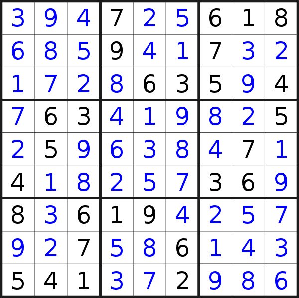 Sudoku solution for puzzle published on Wednesday, 18th of November 2020