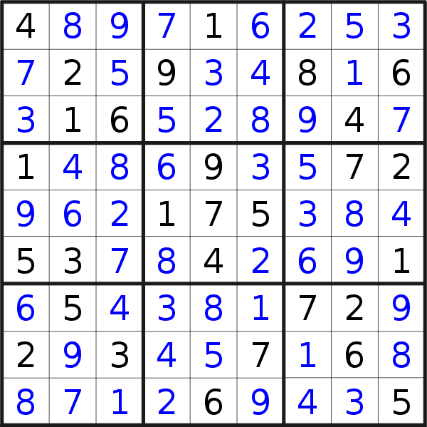 Sudoku solution for puzzle published on Friday, 20th of November 2020