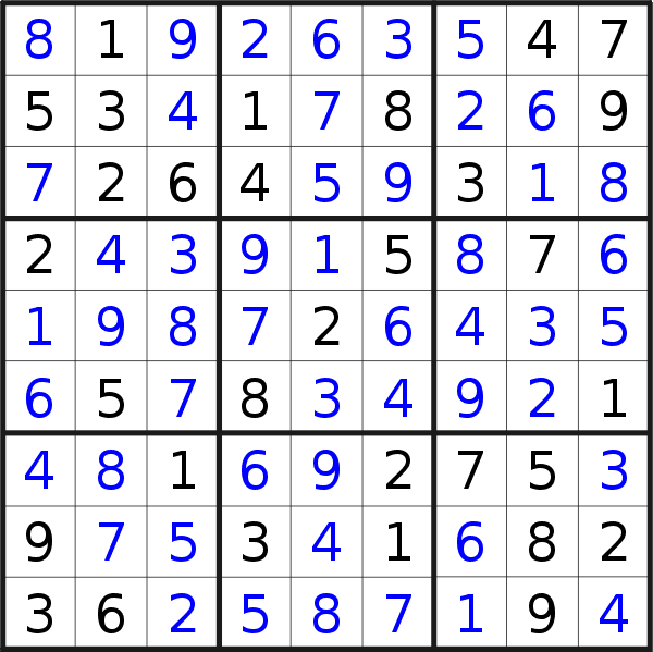 Sudoku solution for puzzle published on Saturday, 21st of November 2020