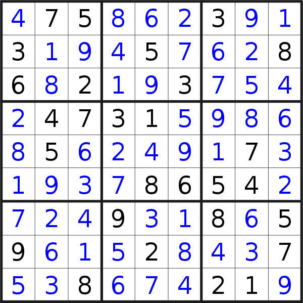 Sudoku solution for puzzle published on Sunday, 22nd of November 2020