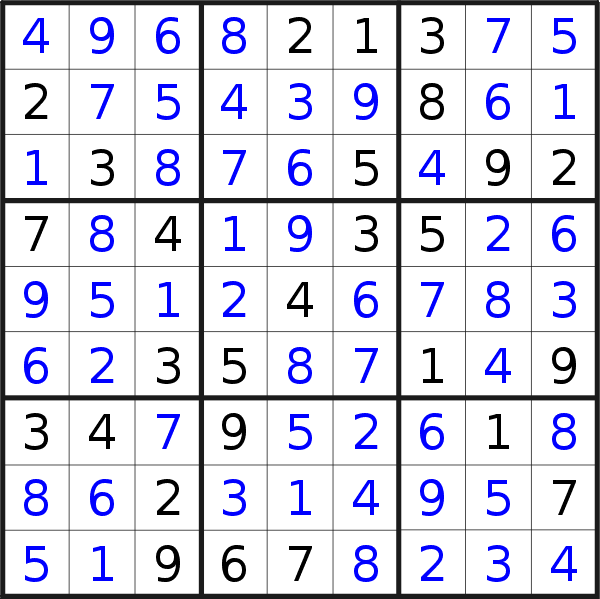 Sudoku solution for puzzle published on Monday, 23rd of November 2020